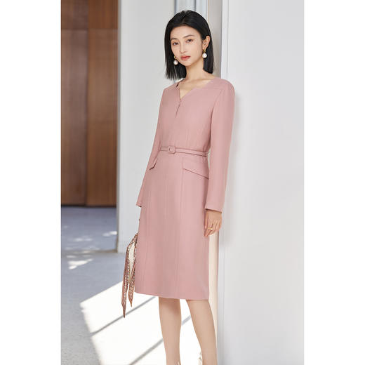 剩S/M/L/XL 米思阳2026春季新款时尚通勤粉色连衣裙改良式西装正装裙子女5365 商品图2