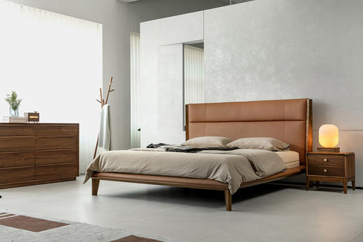 【中古风-软床CH-08】中古风格/杠体床/纳帕半皮/1.8米床 商品图0