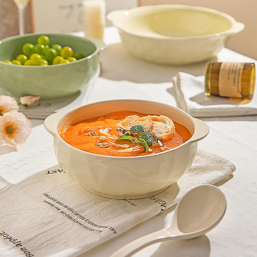 摩登主妇双耳汤碗家用2025年新款陶瓷酸菜鱼大盆碗高级感大号汤盆 商品图2