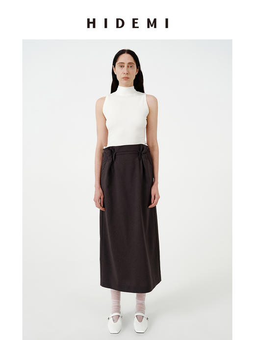 HIDEMI 极简小立领高弹力贴身无袖显瘦针织背心 黑色/白色 商品图7