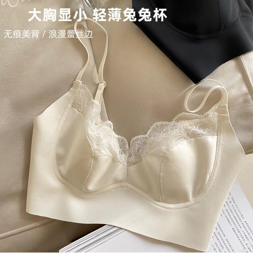 法式性感蕾丝兔耳朵内衣女无痕无钢圈美背抹胸大胸显小文胸罩 商品图0