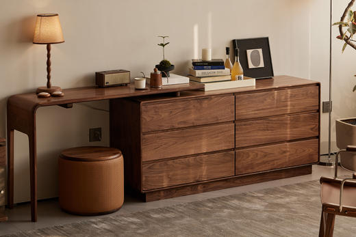 【中古风-黑胡桃妆台HG-61】中古风/卧房/妆台/妆凳/斗柜/搭架 商品图0