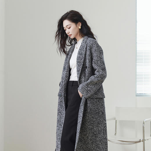 火桐hooton 30羊绒高定系列 拼色长款山羊绒大衣3419 商品图3