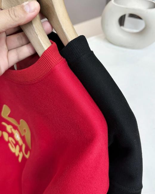 FILA斐乐黑金新年主题银狐绒圆领卫衣休闲情侣款  顶级版本 商品图7