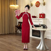 2025年秋冬加绒旗袍婚庆礼服中长款宴会日常旗袍TM7985 商品缩略图0