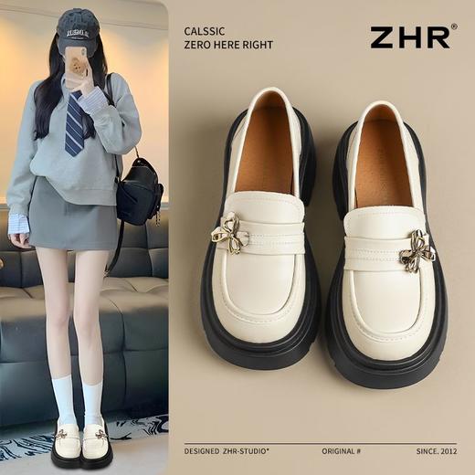 ZHR则则蝴蝶乐福鞋女2025春新款百搭小英伦厚底单鞋一脚蹬小皮鞋 商品图1