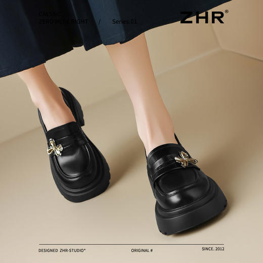 ZHR则则蝴蝶乐福鞋女2025春新款百搭小英伦厚底单鞋一脚蹬小皮鞋 商品图9