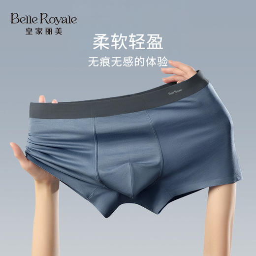 【99元3条，数量拍3】皇家丽美四季穿四角裤新款无痕透气平角裤衩男士底裤内裤DKN1241 商品图1