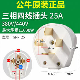 【JY】三相四线插头 GN-T25 25A公牛