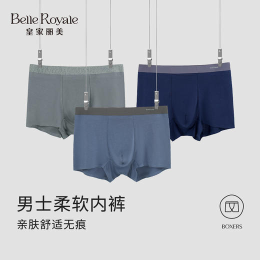 【99元3条，数量拍3】皇家丽美四季穿四角裤新款无痕透气平角裤衩男士底裤内裤DKN1241 商品图0