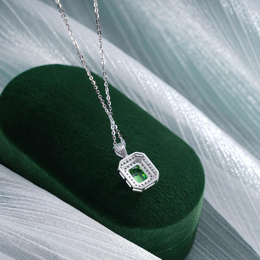 子佩集S925银【森林绿歌】套链纯银【YL-6279】时尚绿锆石方块2501 商品图1