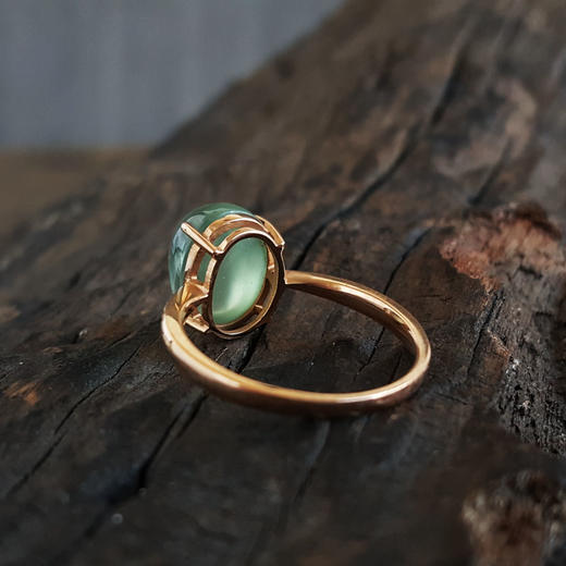 【天然正品】AU750玫瑰金镶天然葡萄石（希望、幸运）戒指13号（戒圈可改）171124TJ01 现售价：2580 商品图3