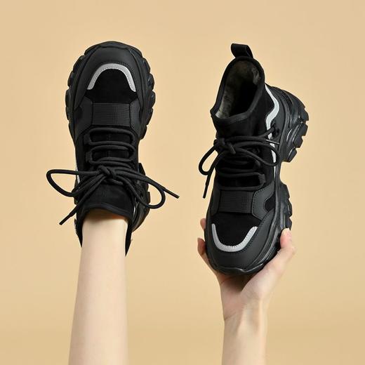 ZHR则则加绒保暖厚底增高鞋女2024春季新款高帮运动休闲鞋女鞋子 商品图7