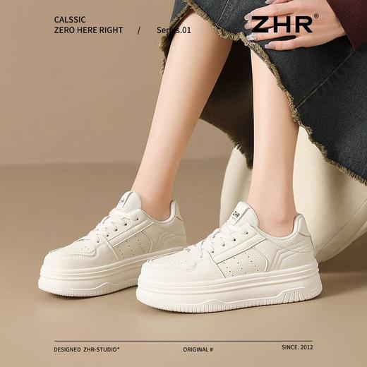 ZHR则则厚底增高小白鞋2025年新款网洞透气运动休闲鞋轻奢百搭款 商品图3