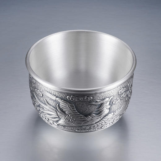 子佩集S999银【龙跃凤鸣】茶杯摆件纯银【DLCB001】茶具仿古大杯摆件2501 商品图5