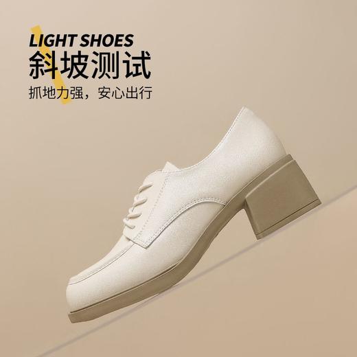 ZHR女鞋2024新款通勤深口方头英伦单鞋简约皮鞋系带轻便乐福鞋女 商品图3