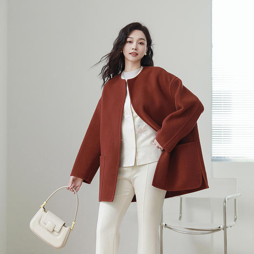 火桐hooton高定系列 宽松慵懒30羊绒短款大衣3370 商品图0