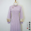 【紫定能行】新中式国风旗袍改良秋冬保暖加厚连衣裙年轻款毛边紫色叠袖设计感 商品缩略图6