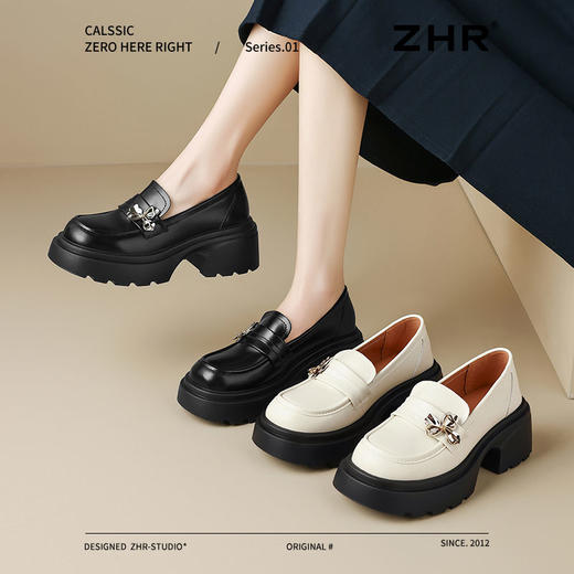 ZHR则则蝴蝶乐福鞋女2025春新款百搭小英伦厚底单鞋一脚蹬小皮鞋 商品图5
