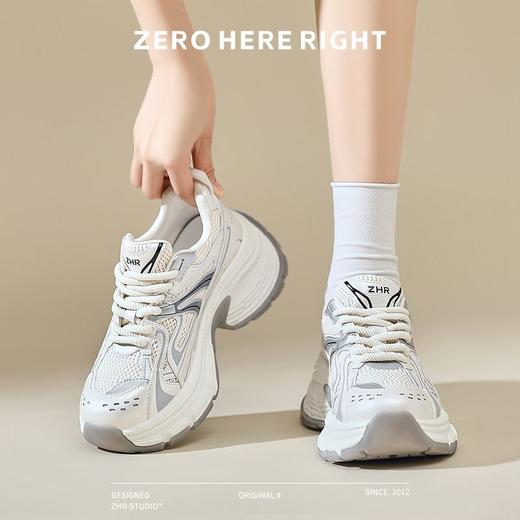 ZHR则则透气网面厚底老爹鞋女2024新款秋季百搭休闲运动鞋增高鞋 商品图2