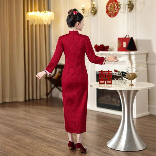 2025年秋冬加绒旗袍婚庆礼服中长款宴会日常旗袍TM7985 商品图4