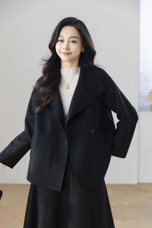 （稀缺货源）火桐hooton 全羊绒烟囱领双面呢大衣MHX006+MHX008 商品图1