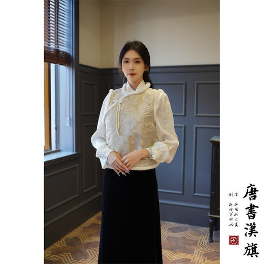 【冬野铃】新中式国风旗袍马甲小袄原创刺绣毛边棉服背心马甲马夹 商品图5