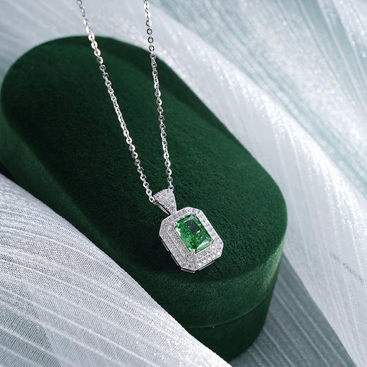 子佩集S925银【森林绿歌】套链纯银【YL-6279】时尚绿锆石方块2501 商品图0