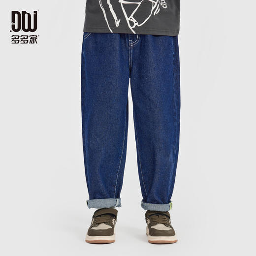 【团购价59.9】多多家男童牛仔裤2025新款春秋季儿童洋气刺绣宽松裤子男孩春装潮10370 商品图1