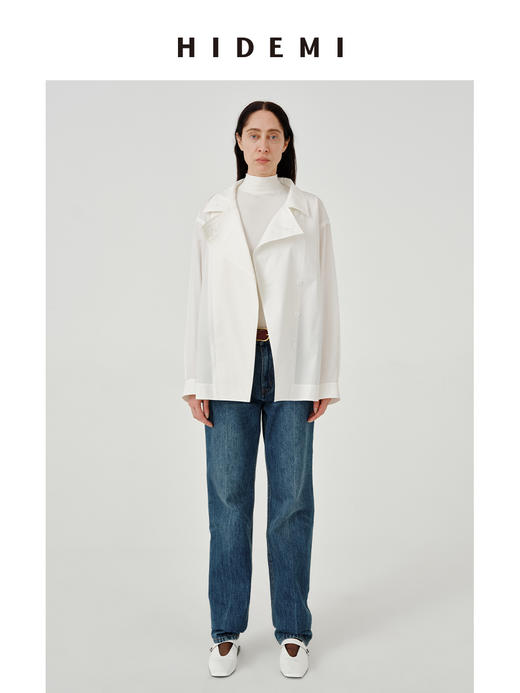 HIDEMI都市单宁系列多重水洗猫须做旧牛仔蓝直筒牛仔裤 商品图3