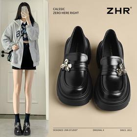 ZHR则则蝴蝶乐福鞋女2025春新款百搭小英伦厚底单鞋一脚蹬小皮鞋