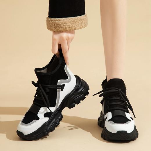 ZHR则则加绒保暖厚底增高鞋女2024春季新款高帮运动休闲鞋女鞋子 商品图4