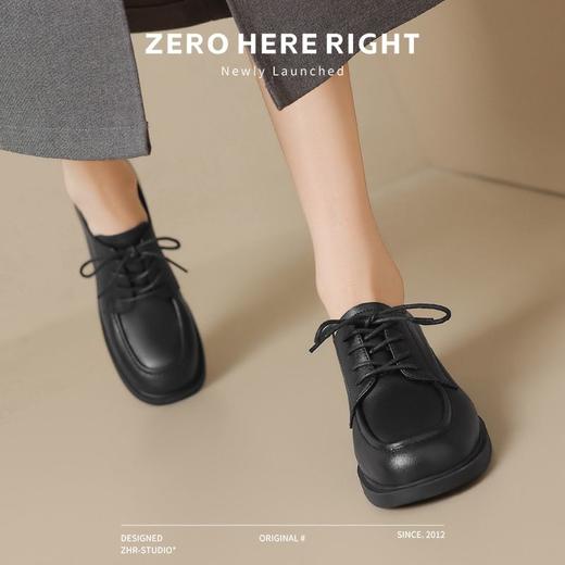 ZHR女鞋2024新款通勤深口方头英伦单鞋简约皮鞋系带轻便乐福鞋女 商品图7