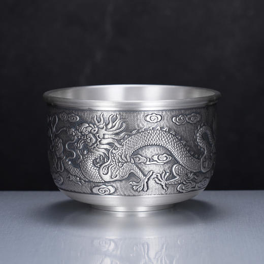 子佩集S999银【龙跃凤鸣】茶杯摆件纯银【DLCB001】茶具仿古大杯摆件2501 商品图2