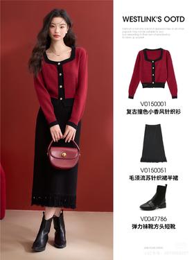 穿上包有氛围感的红色针织衫