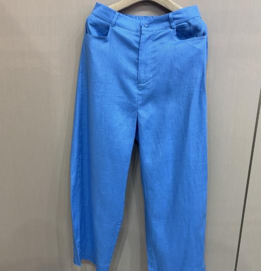 【线上专属】中腰阔腿裤（22709206-孔雀蓝） 商品图0