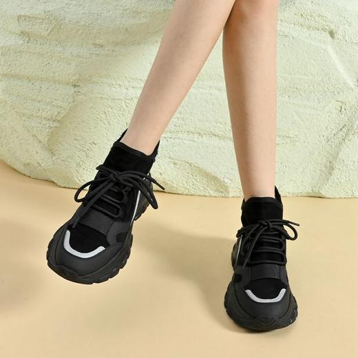 ZHR则则加绒保暖厚底增高鞋女2024春季新款高帮运动休闲鞋女鞋子 商品图9