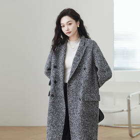 火桐hooton 30羊绒高定系列 拼色长款山羊绒大衣3419