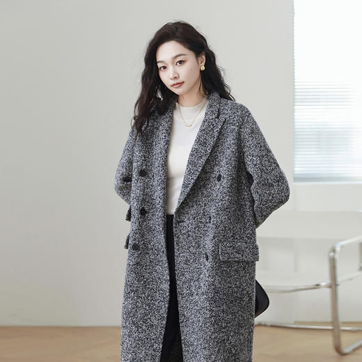 火桐hooton 30羊绒高定系列 拼色长款山羊绒大衣3419 商品图0