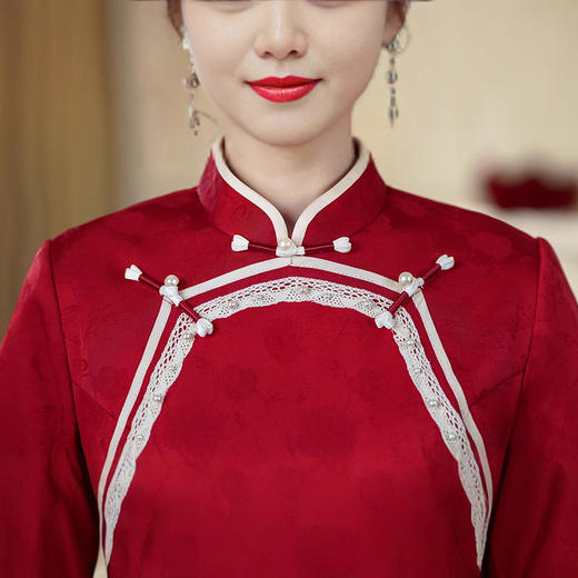 2025年秋冬加绒旗袍婚庆礼服中长款宴会日常旗袍TM7985 商品图2