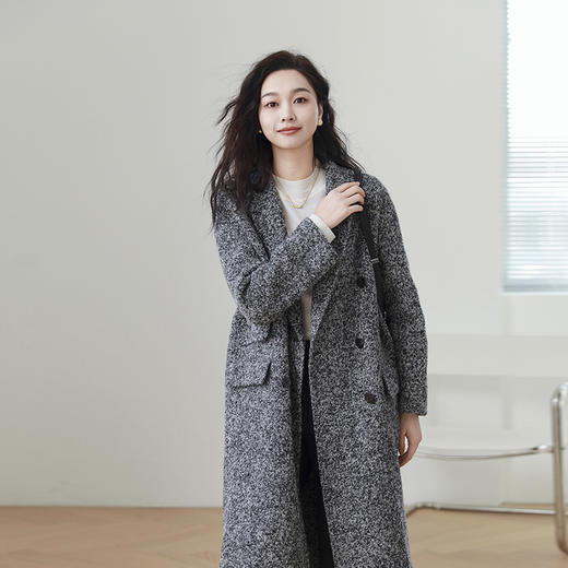 火桐hooton 30羊绒高定系列 拼色长款山羊绒大衣3419 商品图2