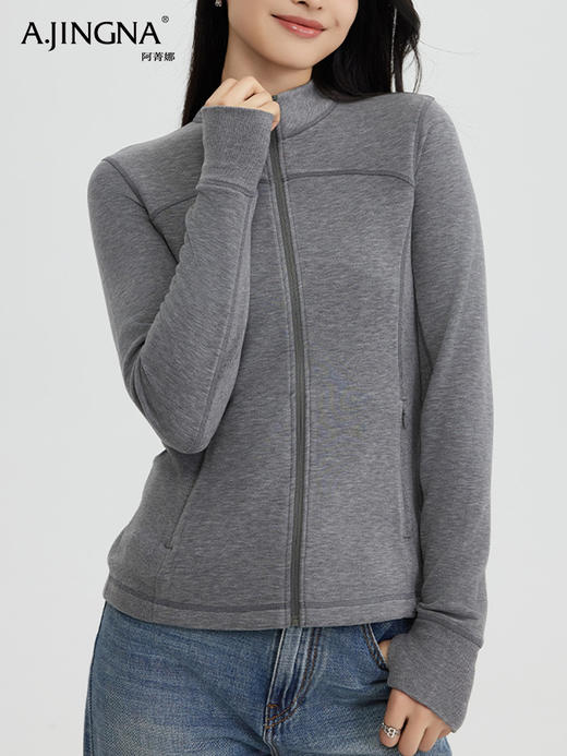 【黑科技锁温】阿菁娜双色羊绒时尚修身拉链微塑形外套F30C207010 商品图4