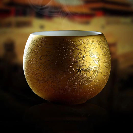 0597【国企严选，山海食材】【金杯】祥龙款 心经款 白瓷心经杯羊脂玉瓷 功夫茶杯个人专用品茗杯单杯主人杯 /017900 商品图0