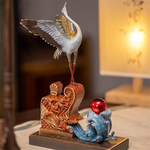 朱炳仁铜 鹤寿千岁 仙鹤摆件 装饰 铜雕祝寿生日礼物玄关 商品图1