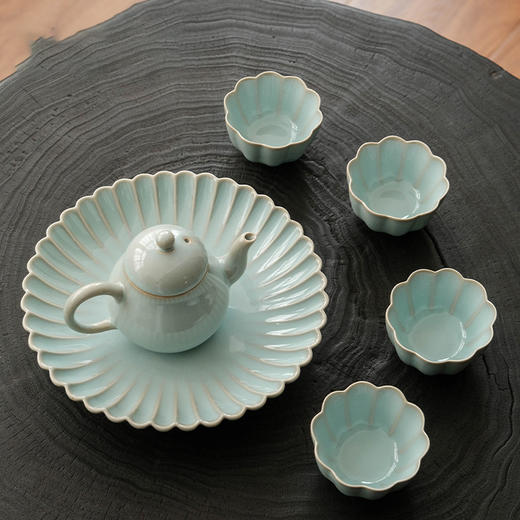 汝瓷 玛瑙天青釉  开片茶具花朝月夕套组  雅致 商品图5
