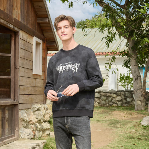 半身缘男装 春季时尚休闲百搭宽松舒适透气卫衣251212P04512041 商品图1