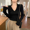 西遇驳领针织衫女2025年春季新款V领外穿弹性薄款毛衣短款上衣SS150061 商品缩略图0