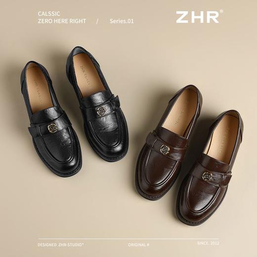 ZHR玫瑰扣饰乐福鞋女2025春季新款复古英伦风单鞋一脚蹬小皮鞋子 商品图2