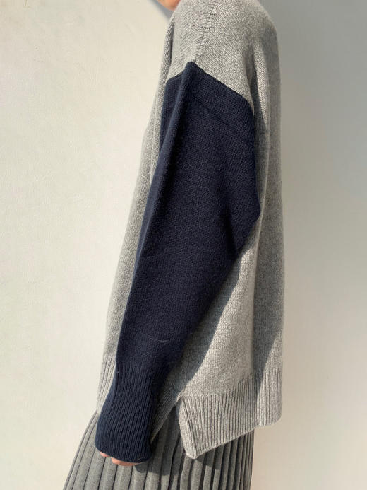 Puree｜#1966 color block crewneck 三色圆领套头羊绒毛衣  [混色] 商品图3