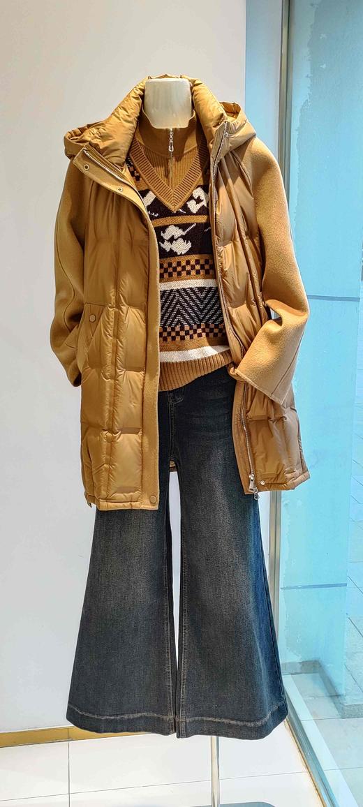 488522时尚款拼双面呢中长款羽绒服 商品图1